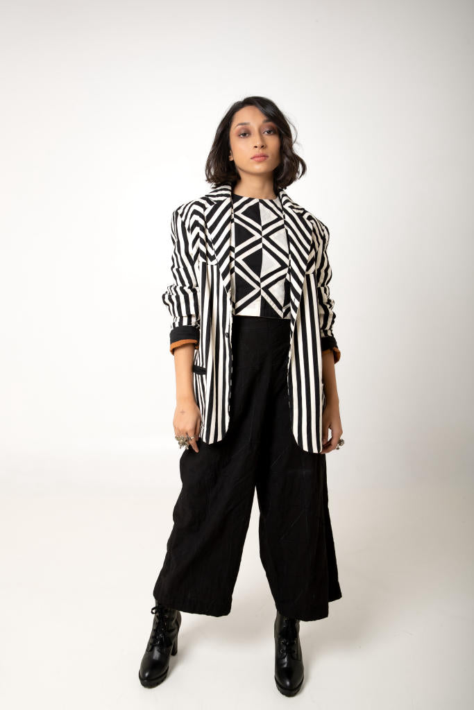 Wasim Blazer cotton by Ka-Sha in black color for women in Singapore