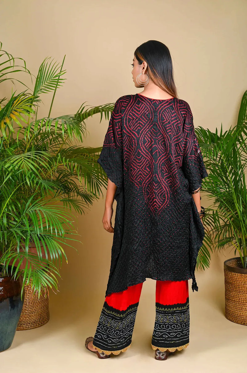 WAVE SEQUENCE KAFTAN-BLACK silk by Dyelogue in black color for women in Singapore