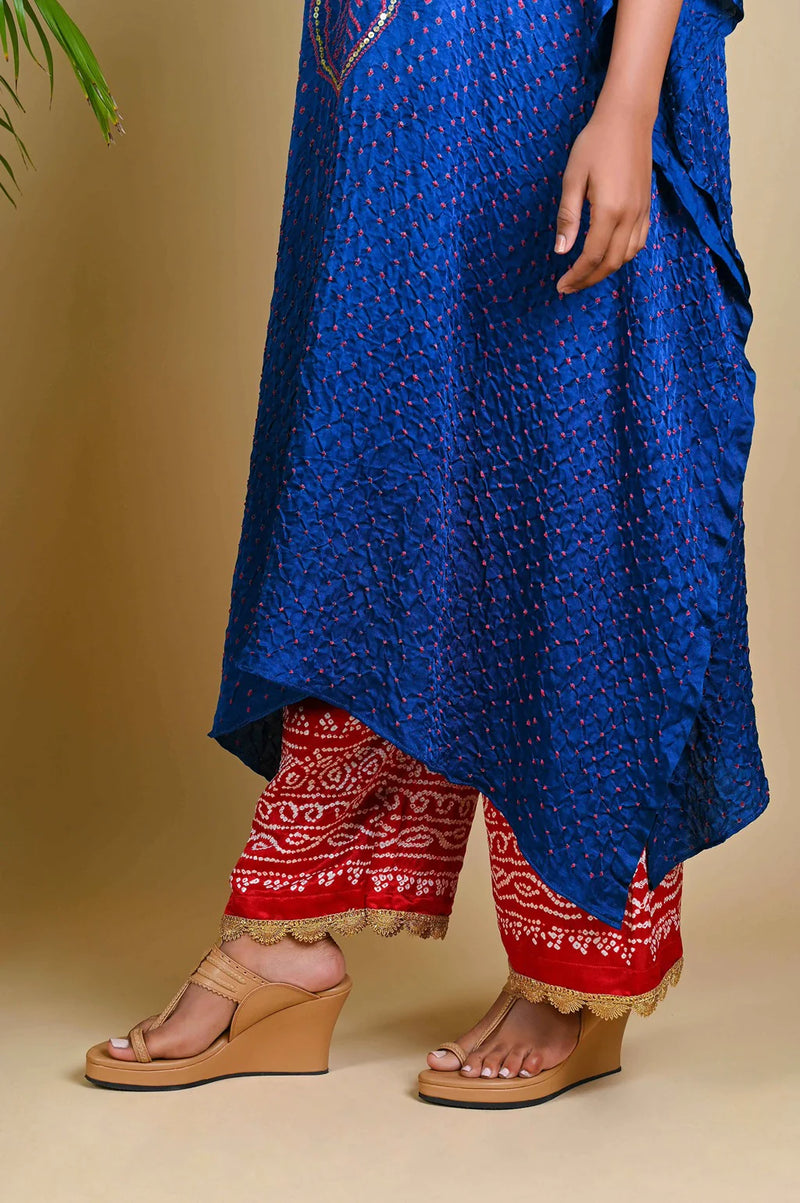 WAVE SEQUENCE KAFTAN-BLUE silk by Dyelogue in blue color for women in Singapore