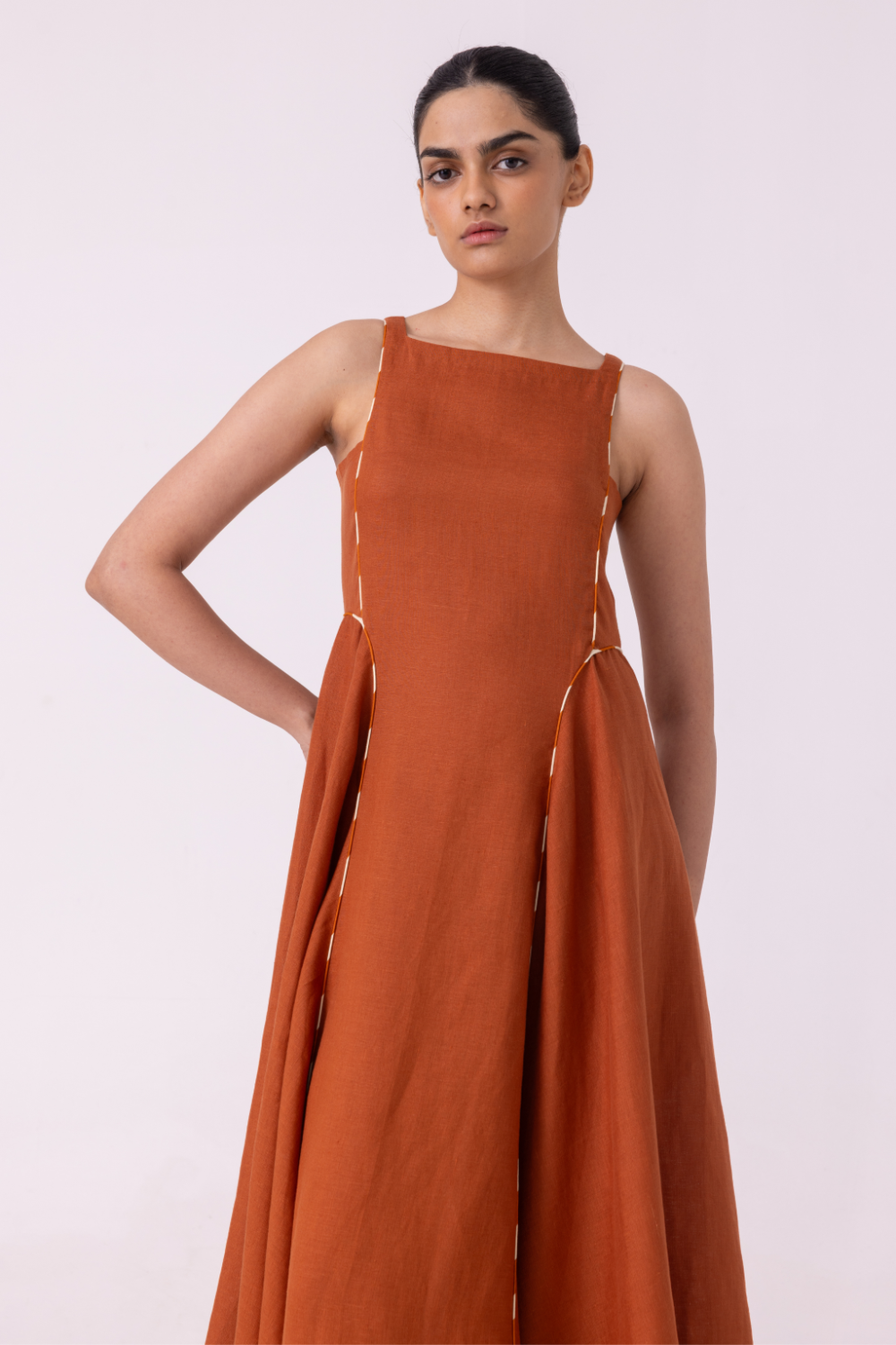 Buy Weasley Rust Linen Dress in Singapore | Dresses for Women