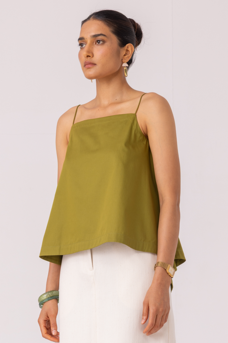 Wendy Green Flared Top cotton by The Summer House for women in Singapore