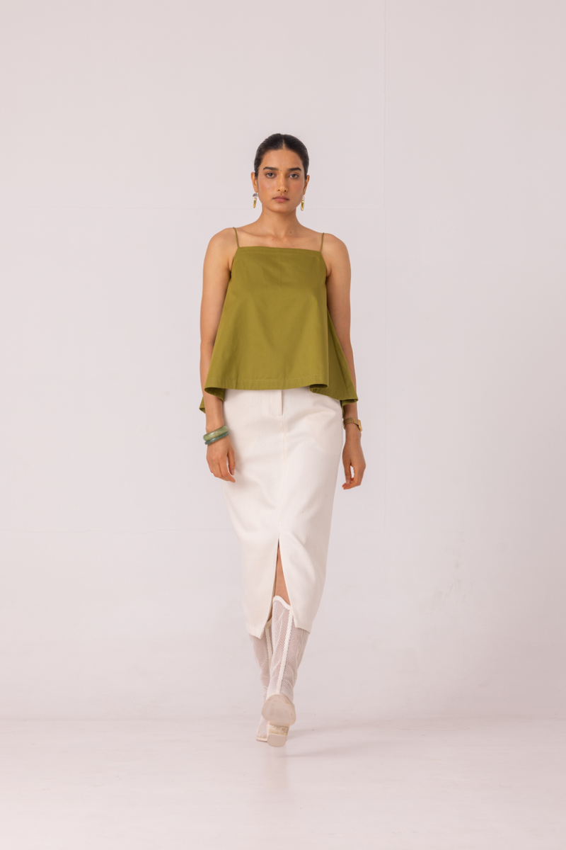 Wendy Green Flared Top cotton by The Summer House for women in Singapore
