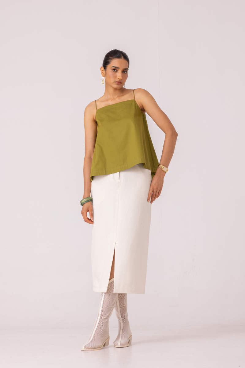 Wendy Green Flared Top cotton by The Summer House for women in Singapore
