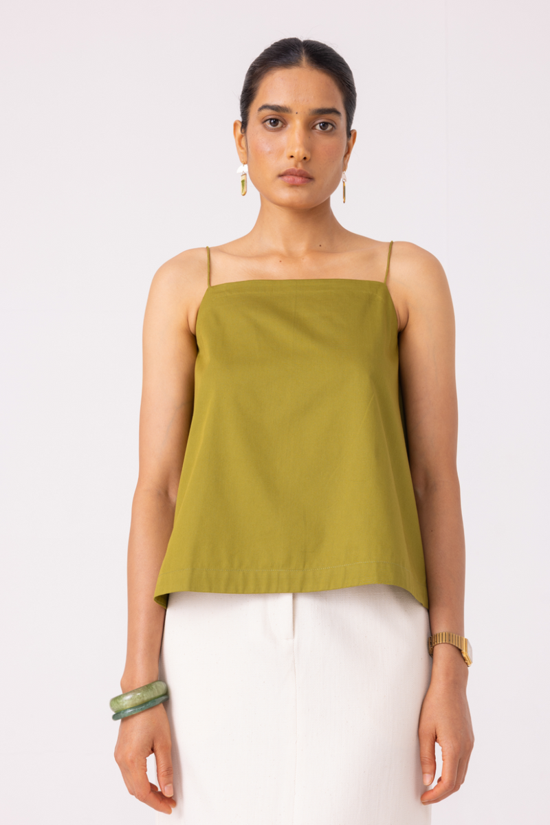 Wendy Green Flared Top cotton by The Summer House for women in Singapore