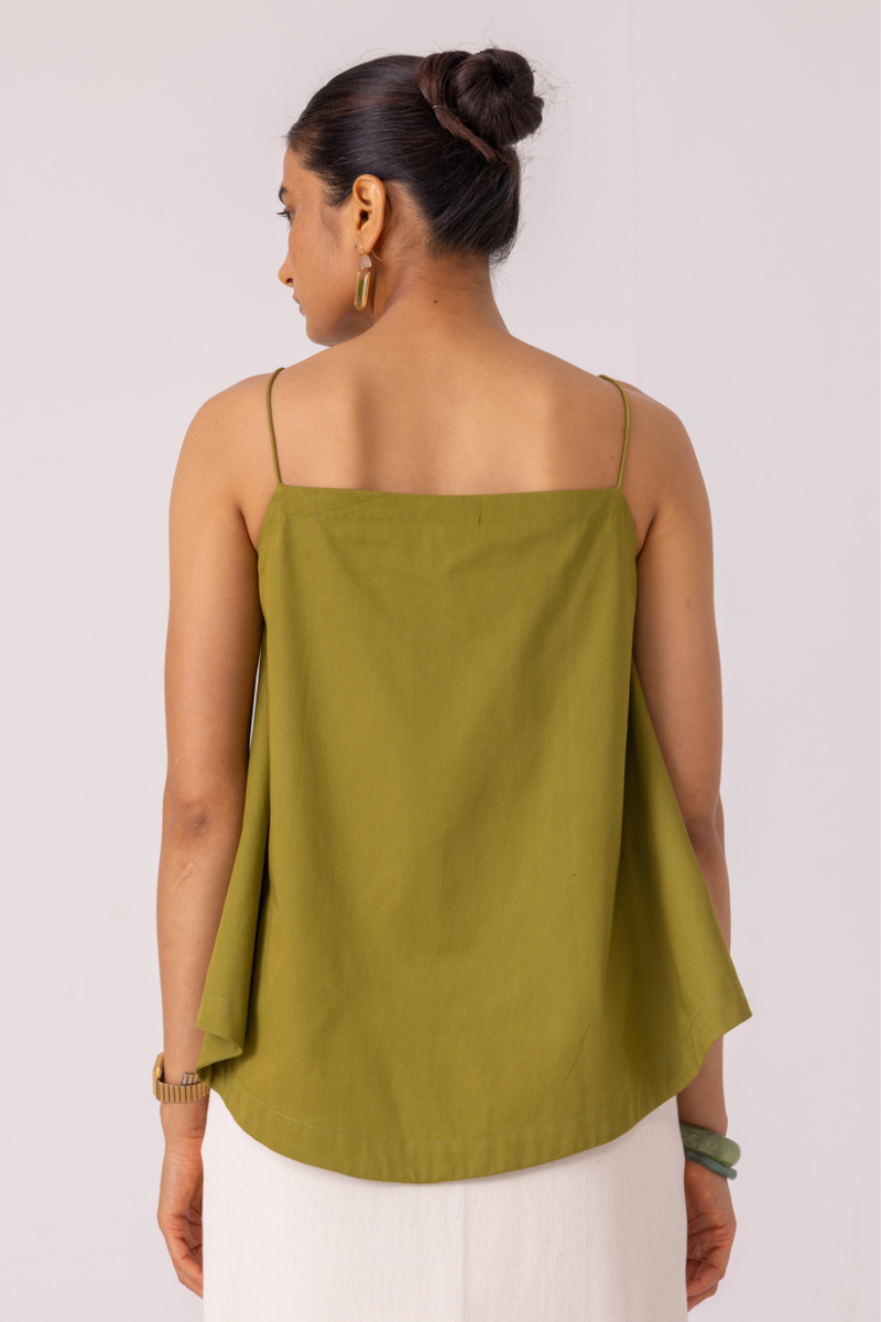Wendy Green Flared Top cotton by The Summer House for women in Singapore