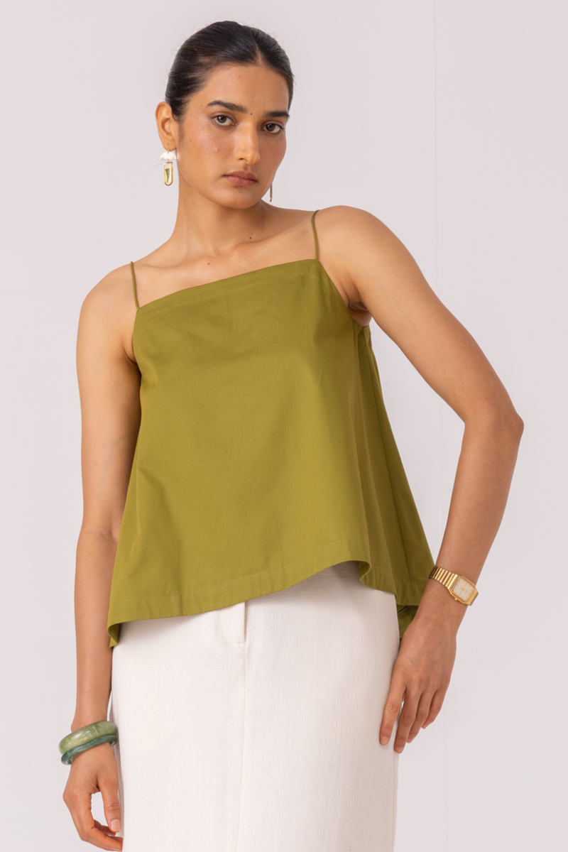 Wendy Green Flared Top cotton by The Summer House for women in Singapore