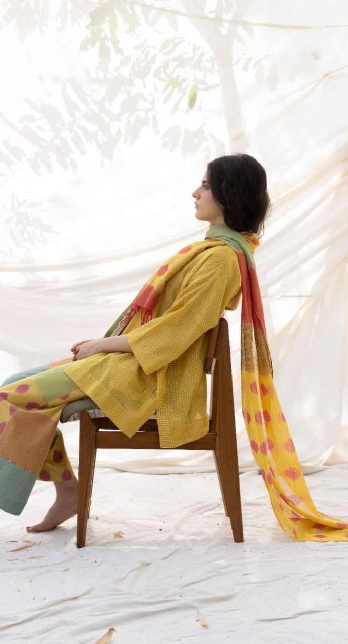 SUR STOLE 100% cotton by Translate - Handwoven Ikat in multi color for women in Singapore