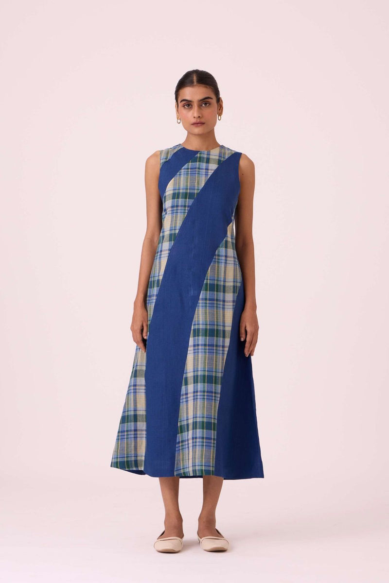 TSHMPOP26-22 Waltz Ink Blue Panelled Dress-Size XL