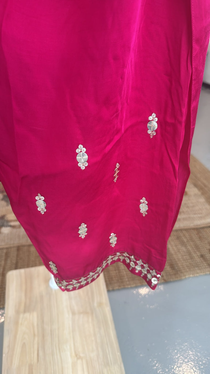 PHFP26-23 HOT PINK CHOGA + SALWAR-Size M