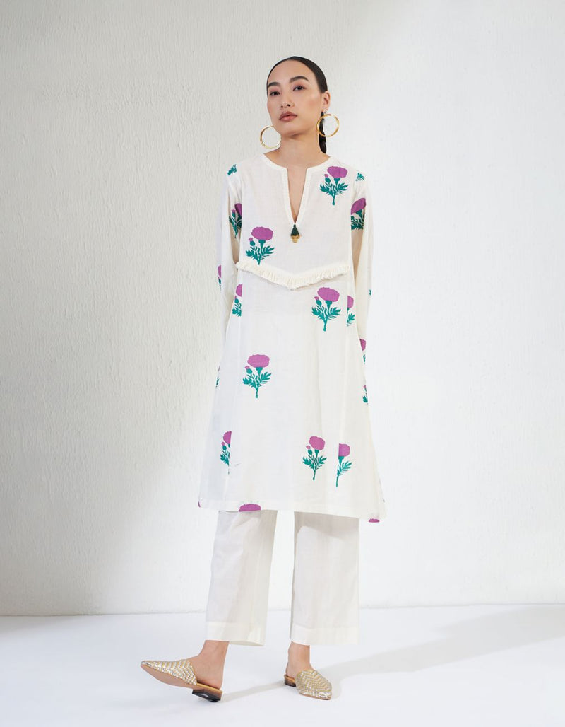 VEERA SET 2 cotton Light Kurta Sets by Aavidi in white color for women in Singapore