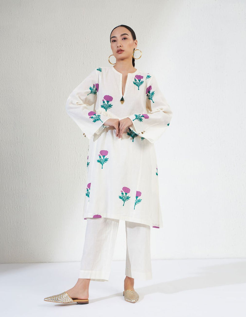 VEERA SET 2 cotton Light Kurta Sets by Aavidi in white color for women in Singapore