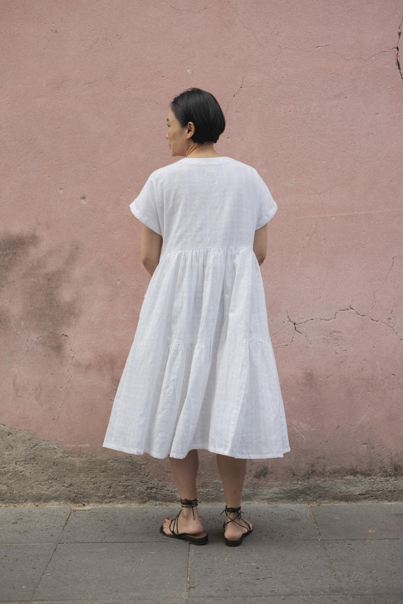 White Lily Dress-White cotton by World of Crow in white color for women in Singapore