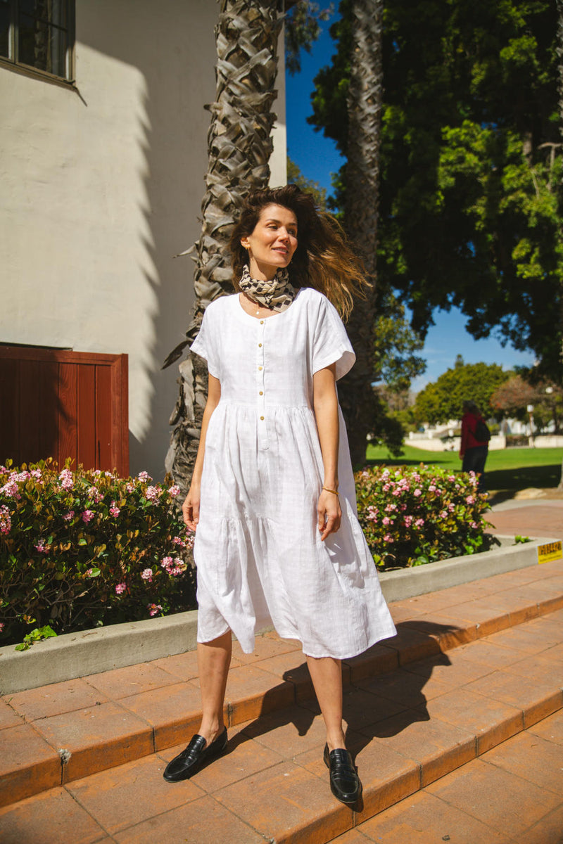 White Lily Dress-White cotton by World of Crow in white color for women in Singapore