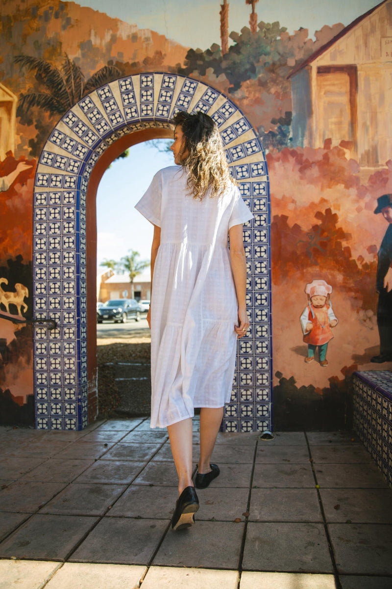 White Lily Dress-White cotton by World of Crow in white color for women in Singapore