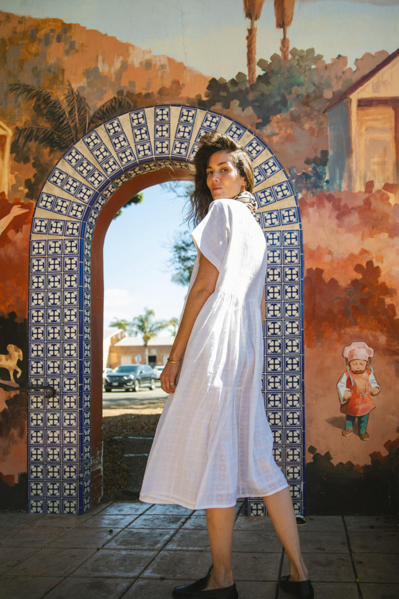 White Lily Dress-White cotton by World of Crow in white color for women in Singapore