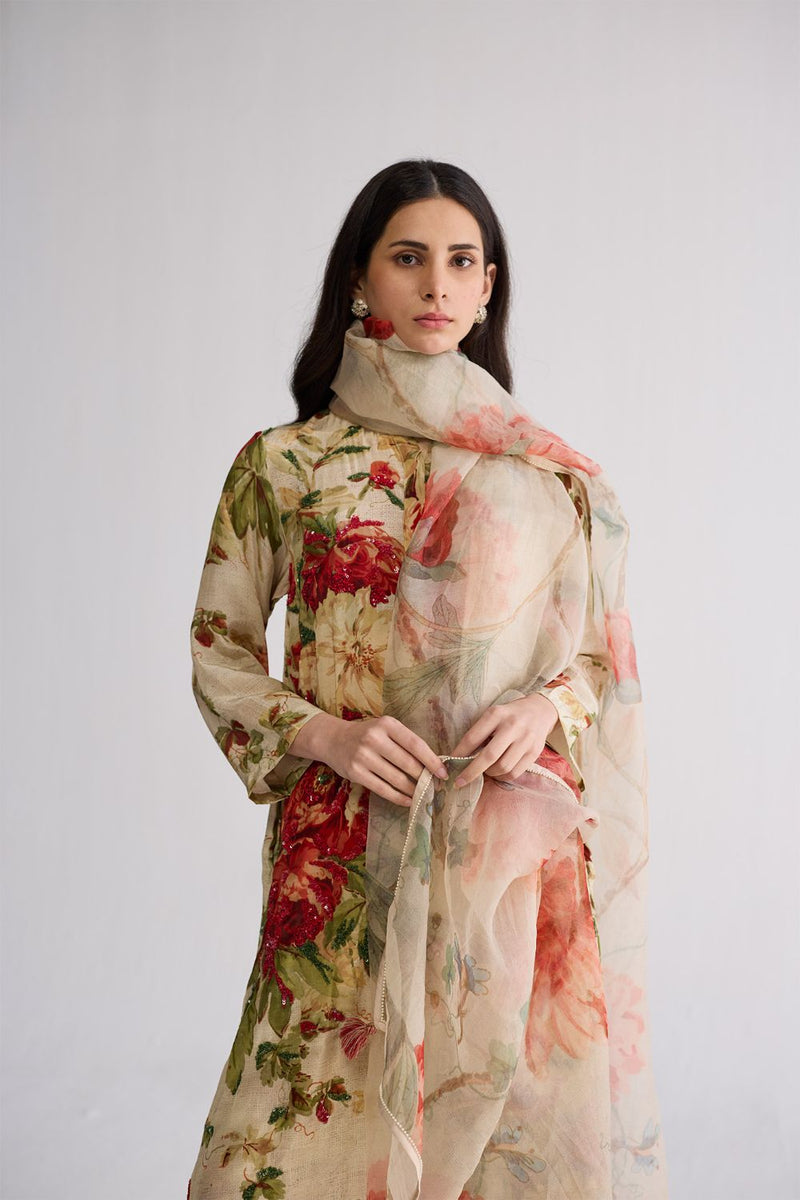 WHITE ROSE ORGANZA DUPATTA organza dupatta by YAM in multicolor for women in Singapore