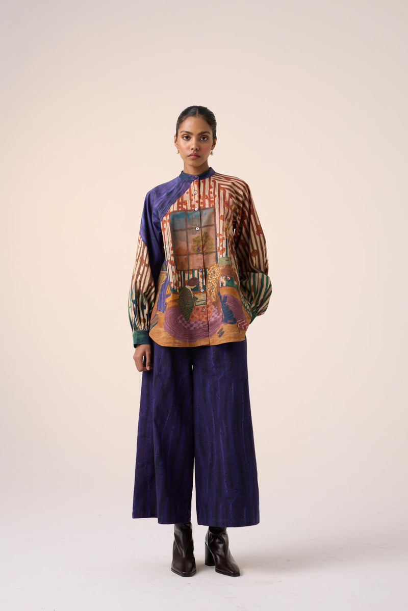 WIDE LEG PANT -PURPLE HOME ALONE cotton by CORD for women in Singapore