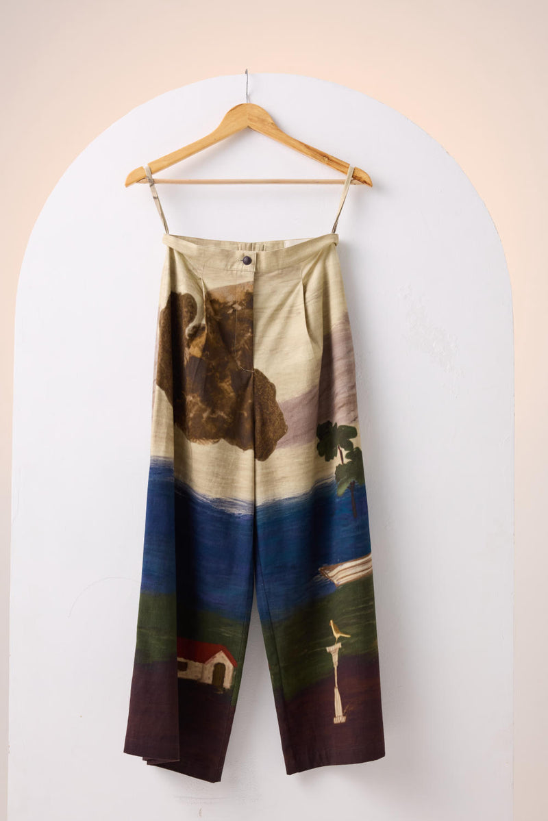 WIDE LEG PANT -VILLAGE PRINT cotton by CORD for women in Singapore