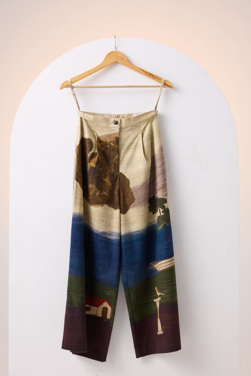 WIDE LEG PANT -VILLAGE PRINT cotton by CORD for women in Singapore