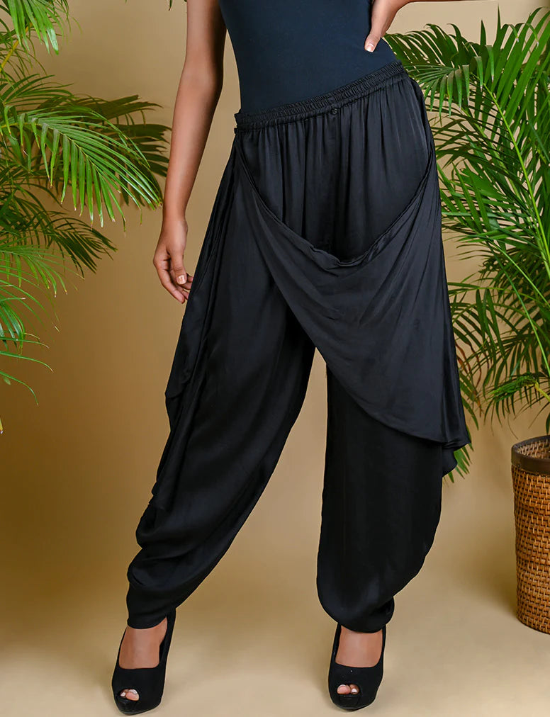 WRAP DHOTI-INDIGO BLUE silk by Dyelogue in blue color for women in Singapore