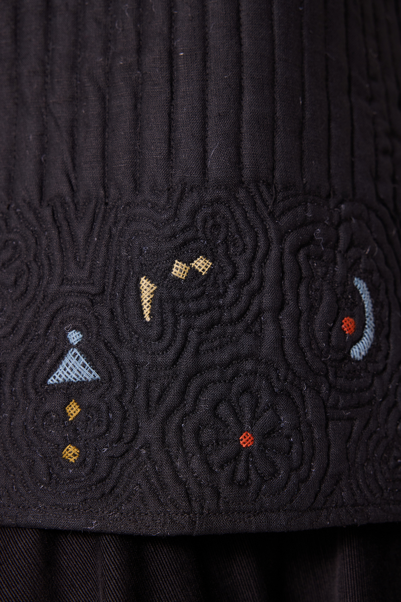Yamika Black Quilted Embroidered Top