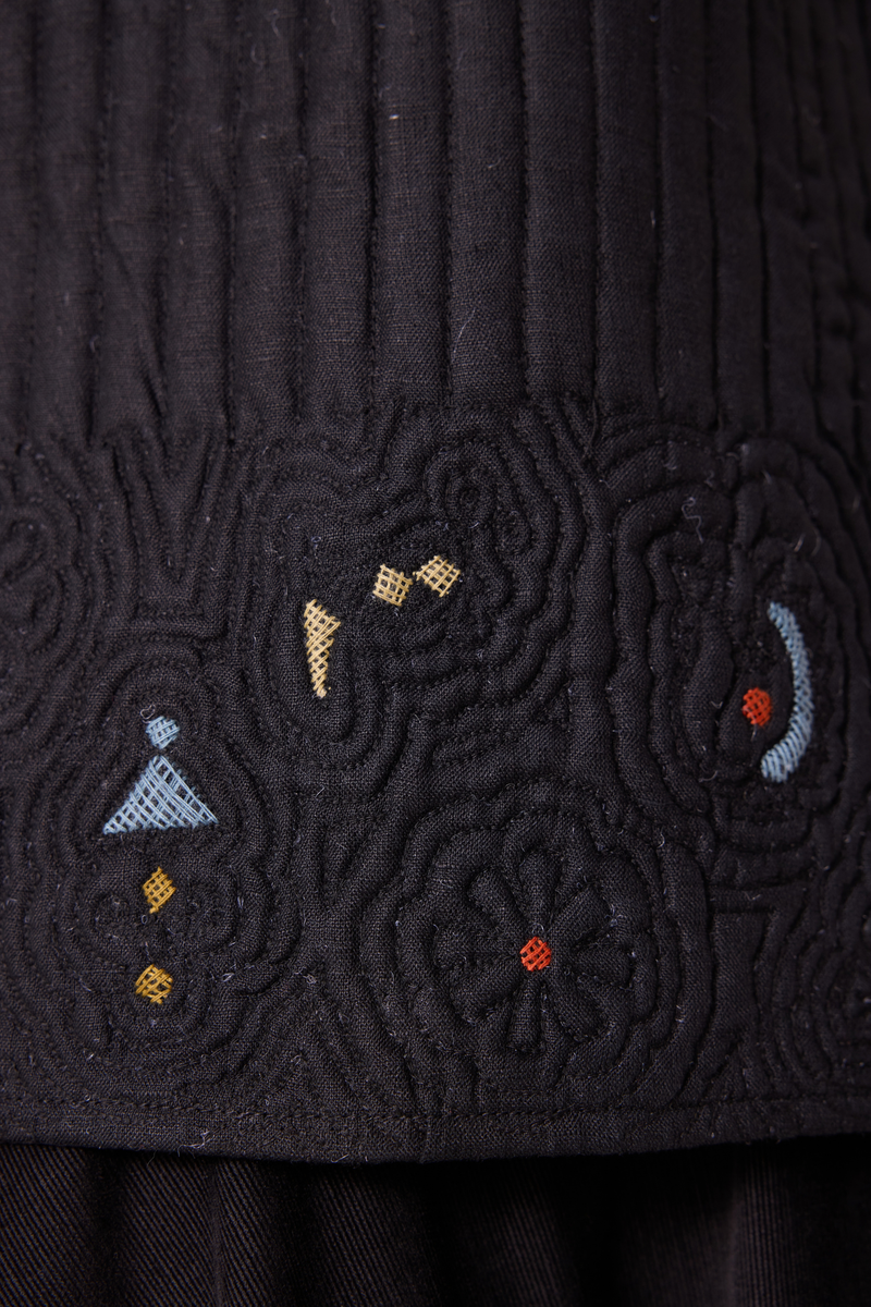 Yamika Black Quilted Embroidered Top