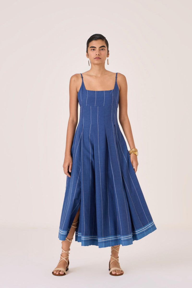 Yapa Indigo Handwoven Striped Dress cotton by The Summer House for women in Singapore
