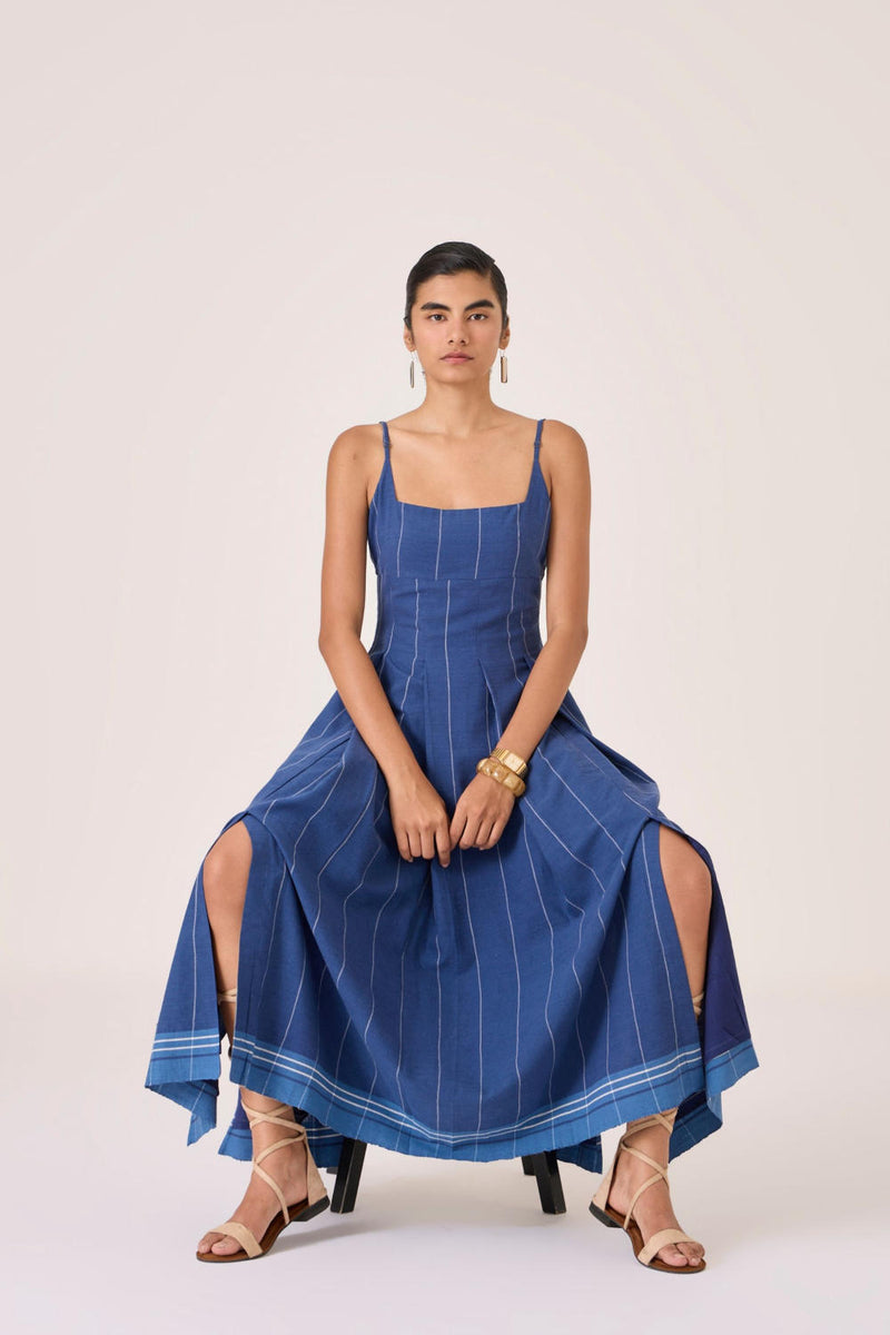 Yapa Indigo Handwoven Striped Dress cotton by The Summer House for women in Singapore