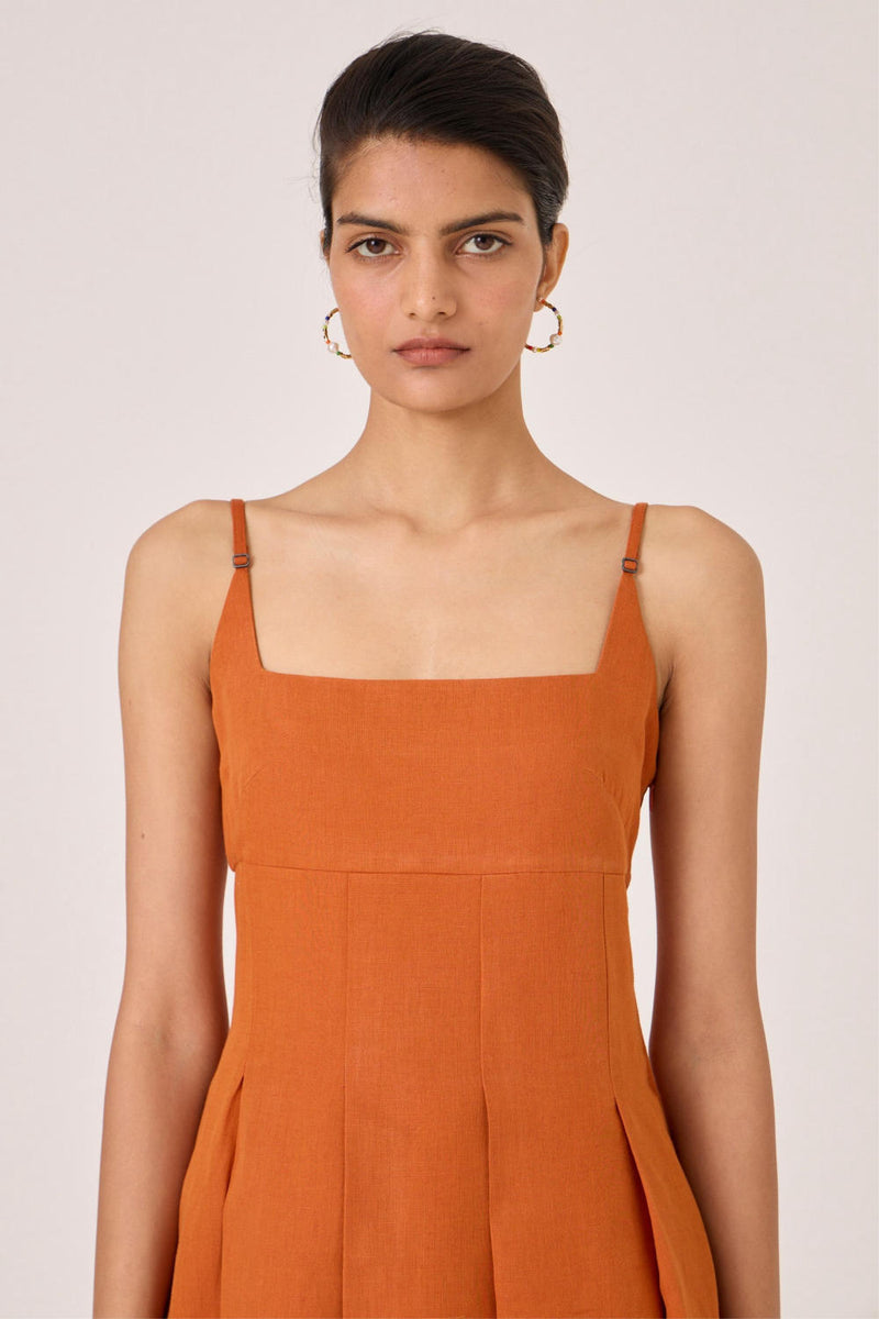 Yapa Tangerine Midi Dress cotton by The Summer House in orange color for women in Singapore