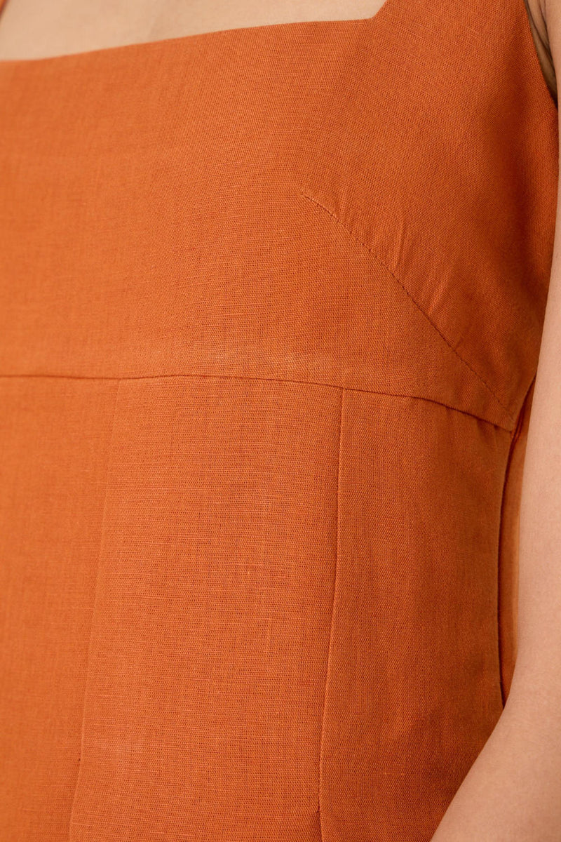 Yapa Tangerine Midi Dress cotton by The Summer House in orange color for women in Singapore