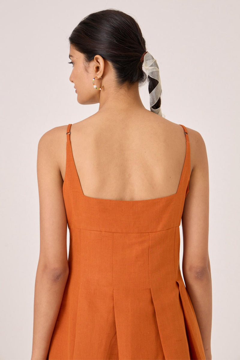 Yapa Tangerine Midi Dress cotton by The Summer House in orange color for women in Singapore