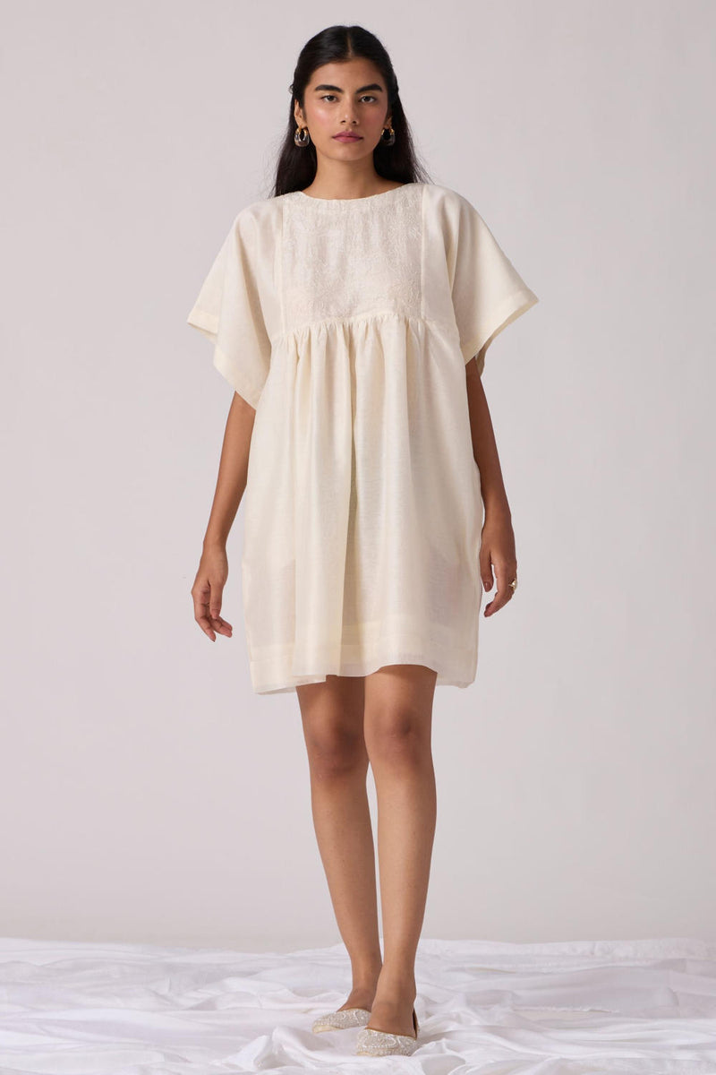 Yara - Off White Dress chanderi by The Summer House in white color for women in Singapore