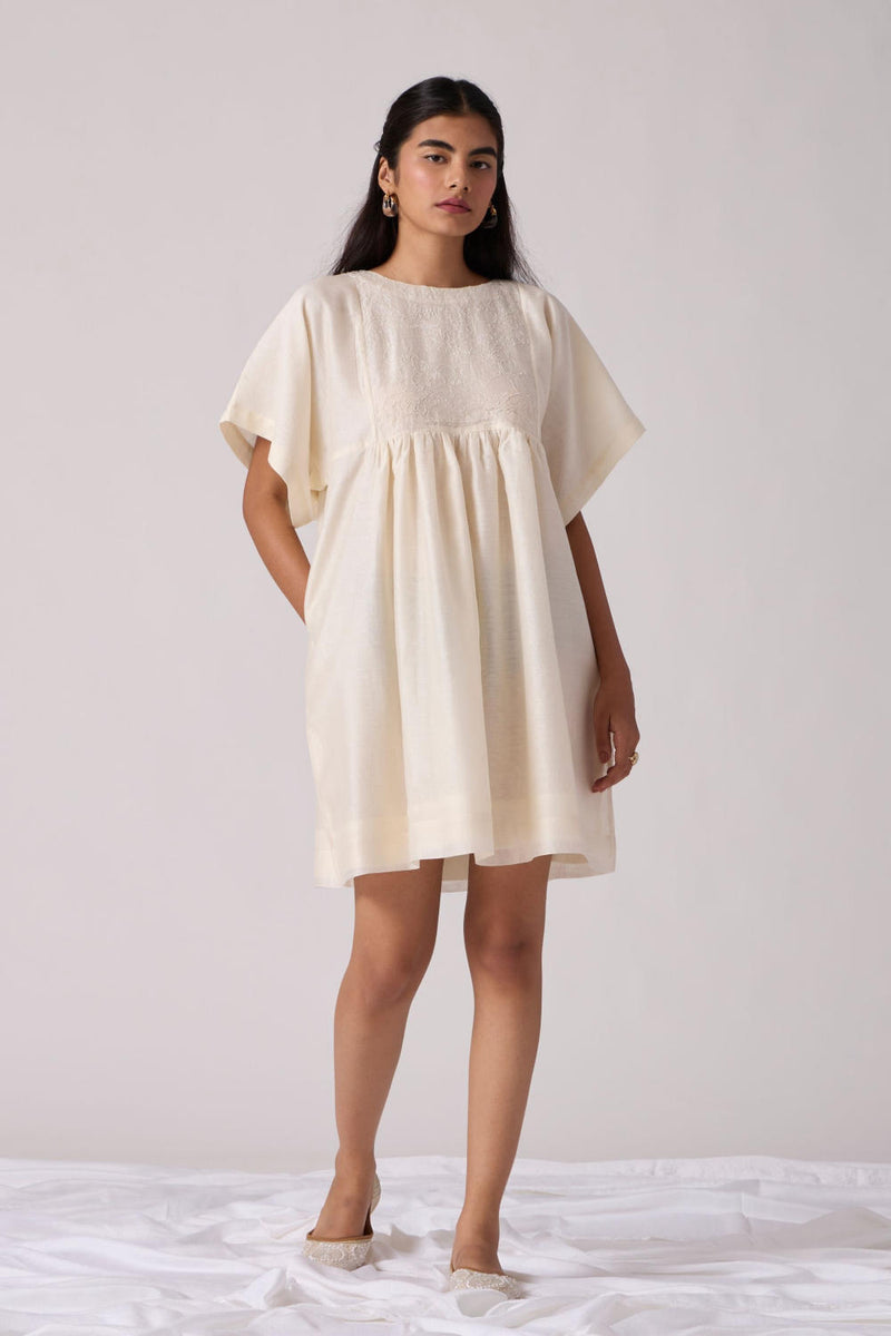 Yara - Off White Dress chanderi by The Summer House in white color for women in Singapore