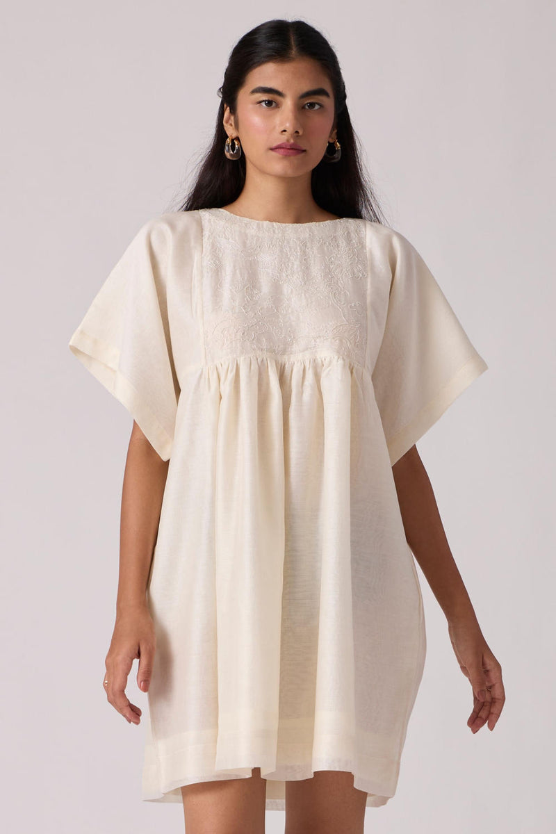 Yara - Off White Dress chanderi by The Summer House in white color for women in Singapore