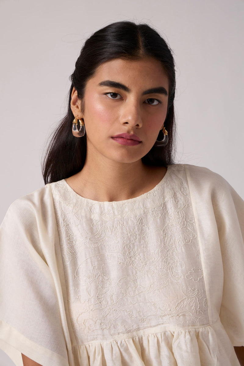 Yara - Off White Dress chanderi by The Summer House in white color for women in Singapore