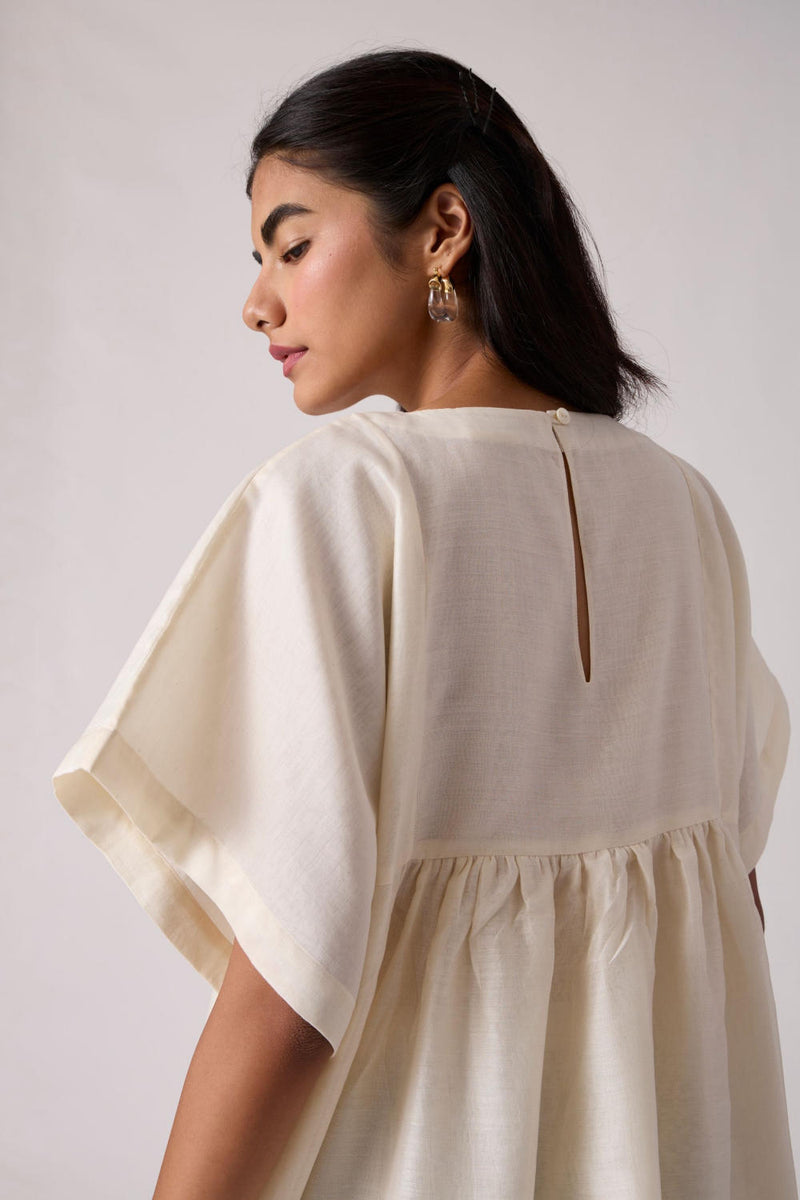 Yara - Off White Dress chanderi by The Summer House in white color for women in Singapore