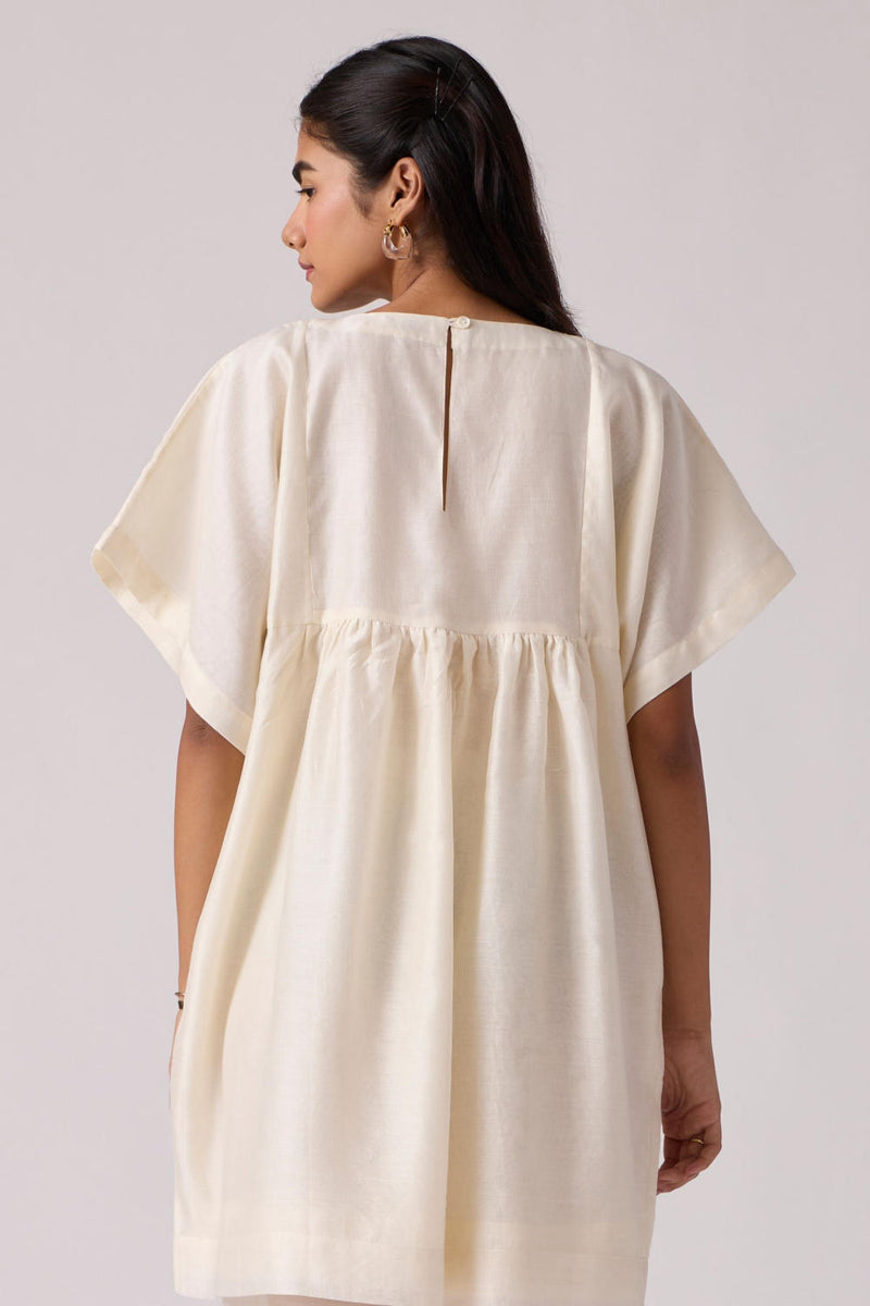 Yara - Off White Dress chanderi by The Summer House in white color for women in Singapore