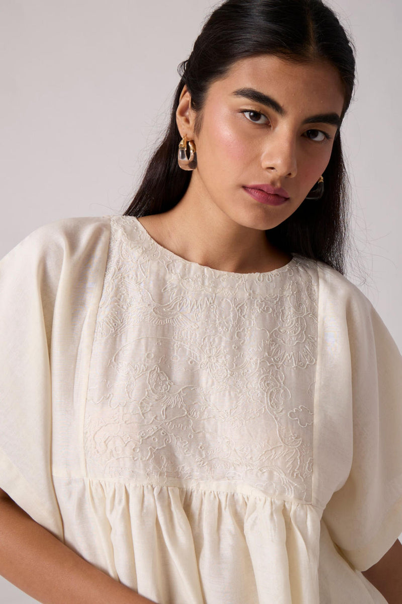 Yara Set Off white chanderi by The Summer House in white color for women in Singapore