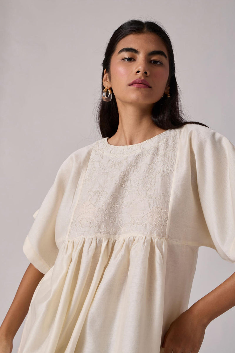 Yara Set Off white chanderi by The Summer House in white color for women in Singapore