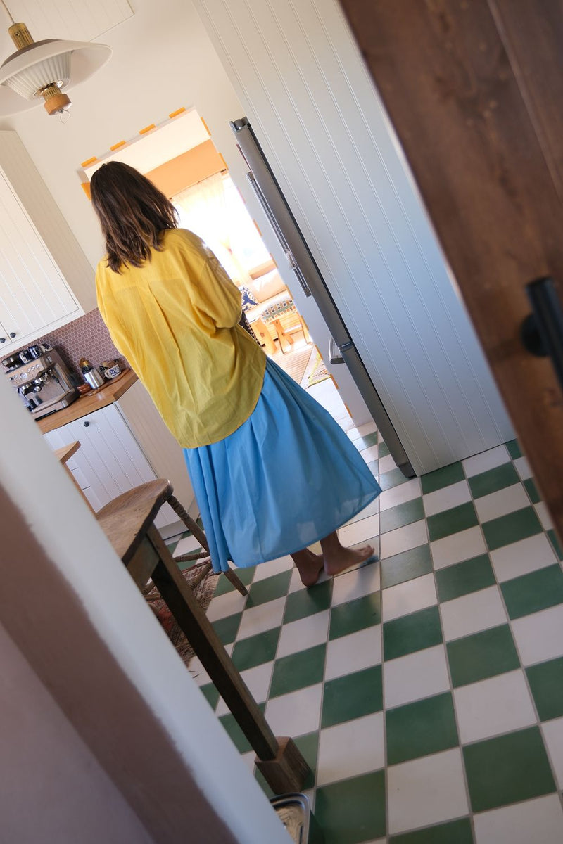 Yellow Button-Down Shirt fine muslin cotton top/shirt by World of Crow in yellow for women in Singapore