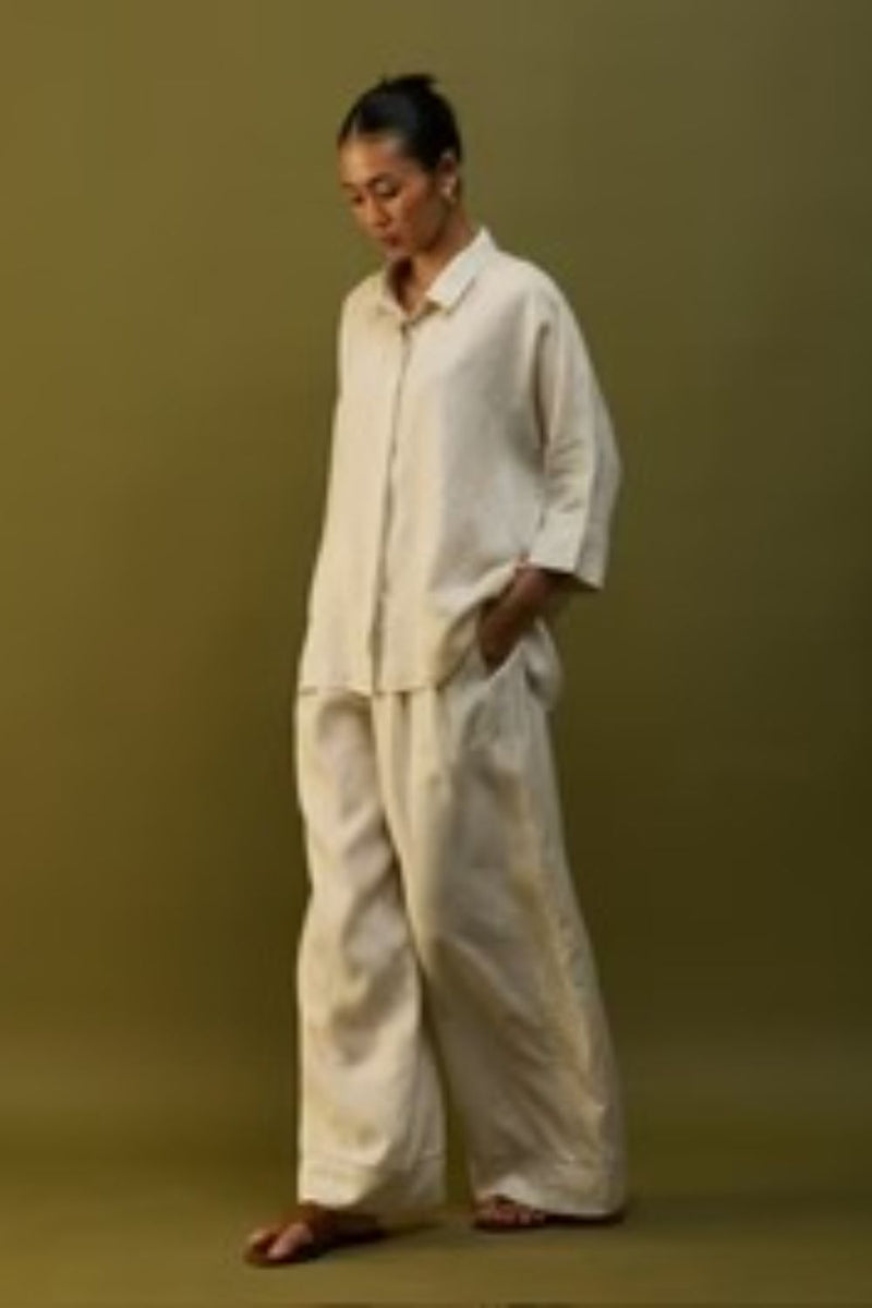 Yoko Forever Linen Co-ord Set - Off White by Manan for in Singapore