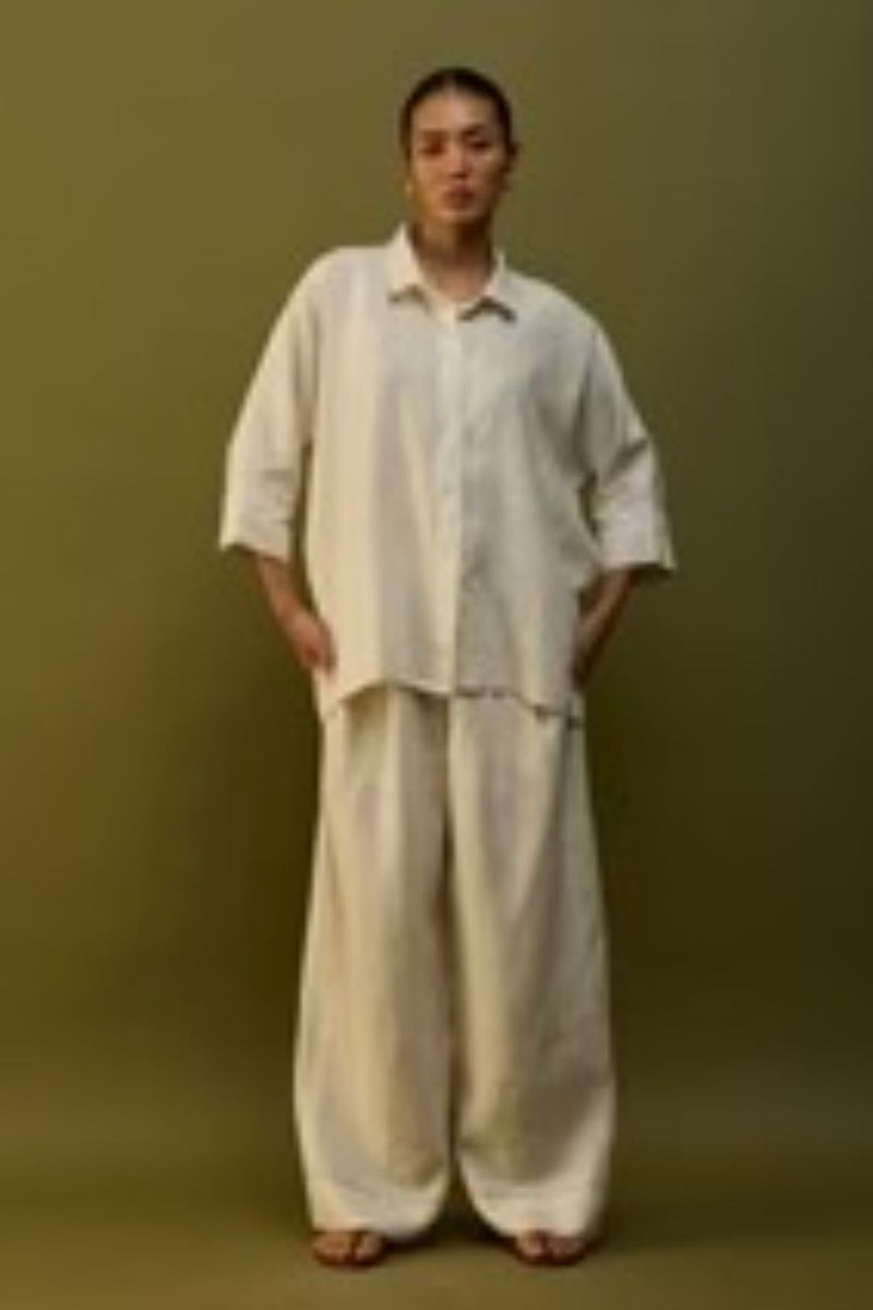 Yoko Forever Linen Co-ord Set - Off White by Manan for in Singapore