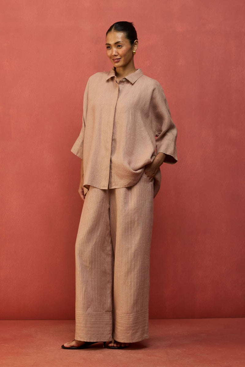 Yoko Forever Linen Shirt - Dusty Rose by Manan for in Singapore