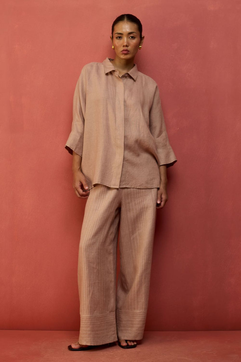 Yoko Forever Linen Shirt - Dusty Rose by Manan for in Singapore