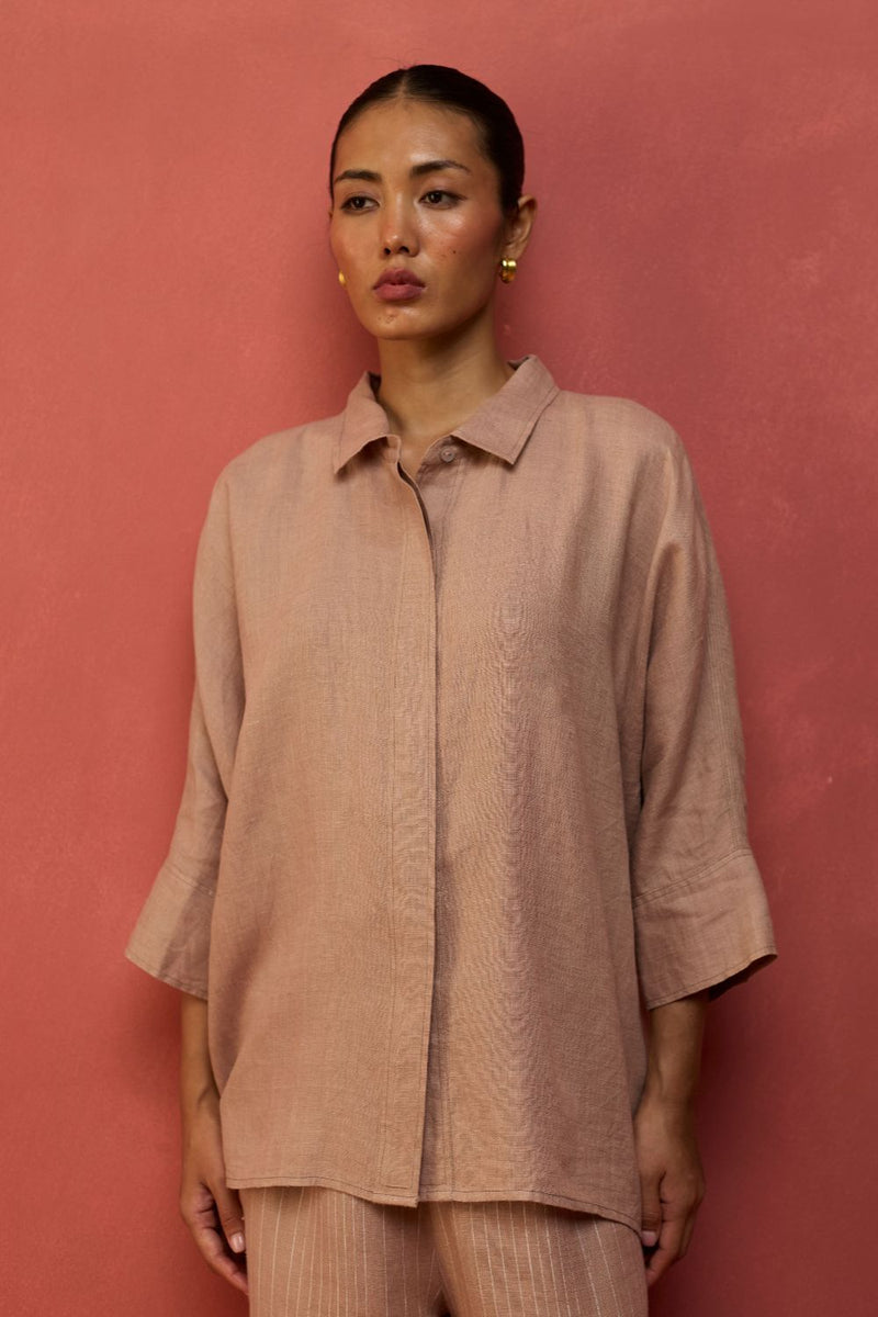Yoko Forever Linen Co-ord Set - Dusty Rose by Manan for in Singapore