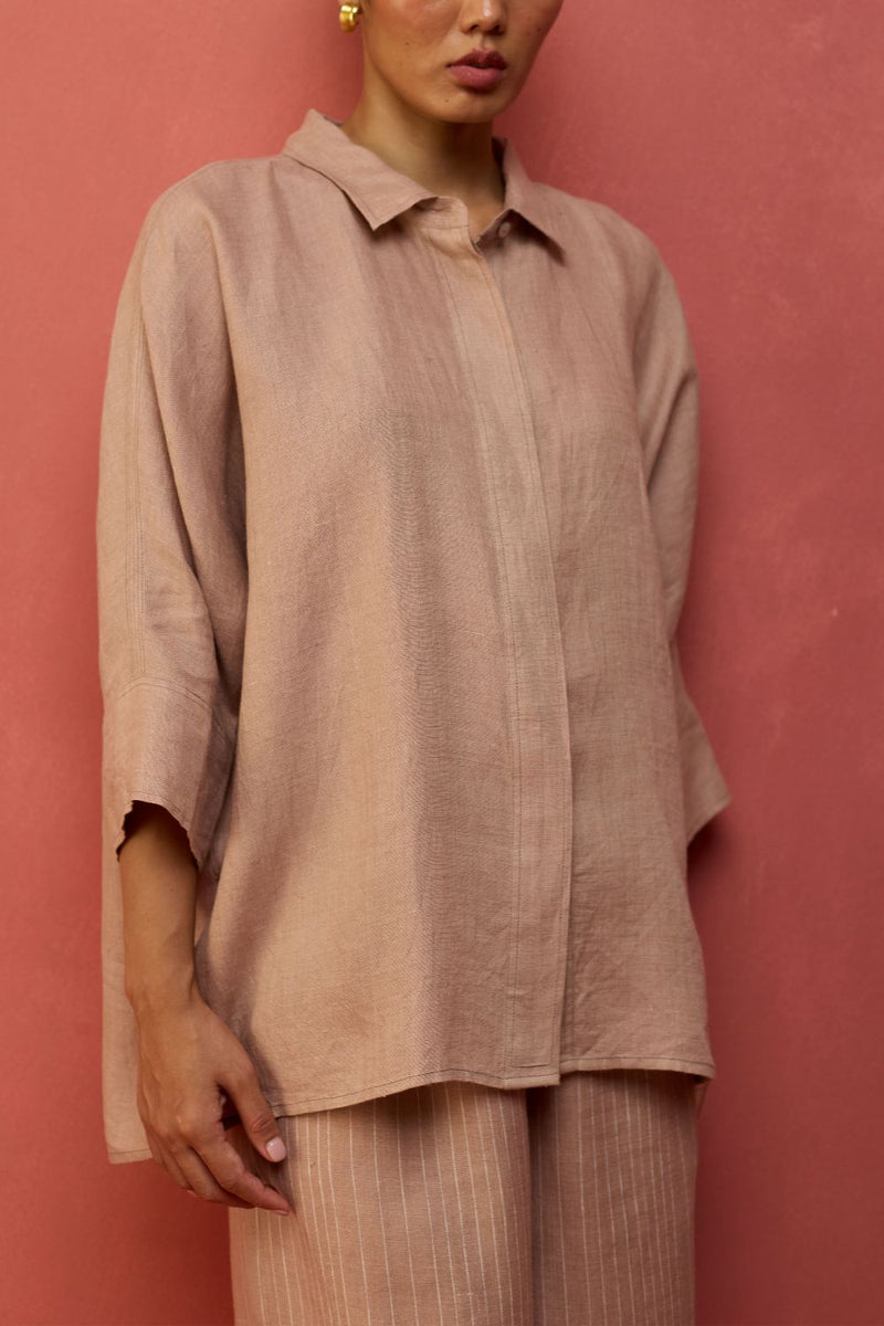 Yoko Forever Linen Co-ord Set - Dusty Rose by Manan for in Singapore