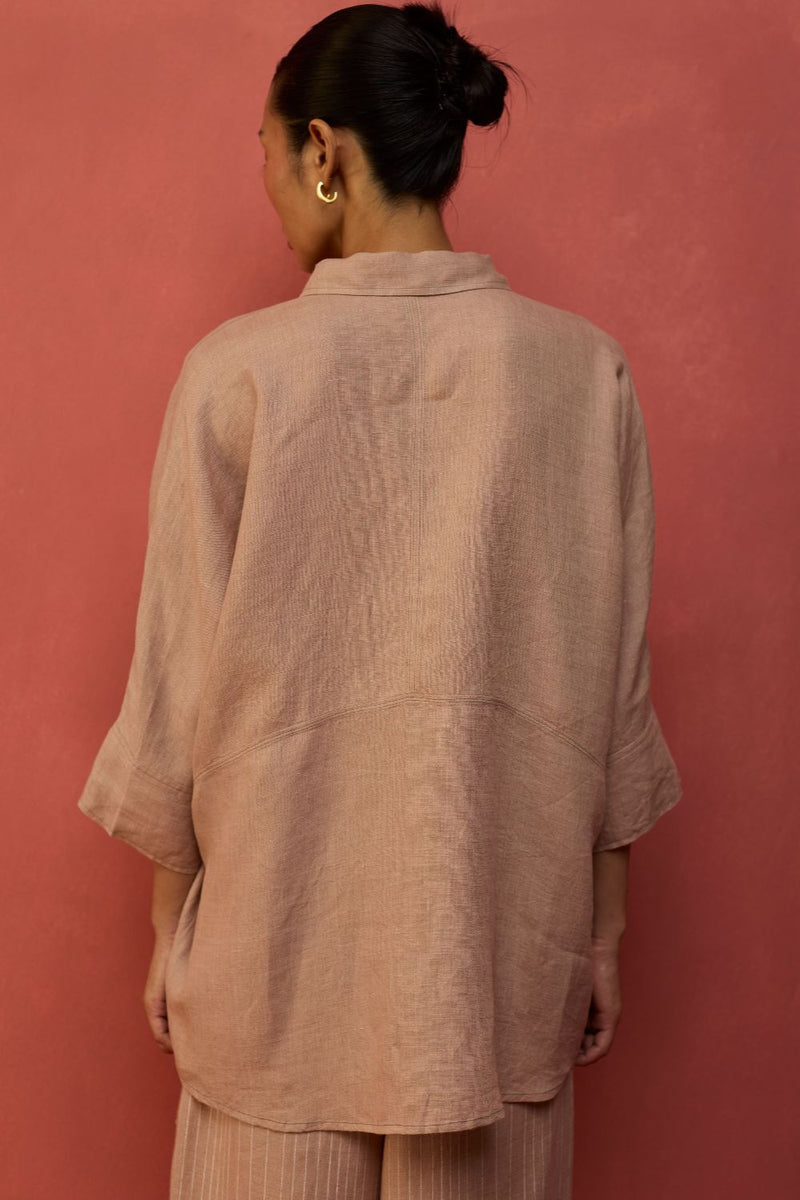 Yoko Forever Linen Shirt - Dusty Rose by Manan for in Singapore