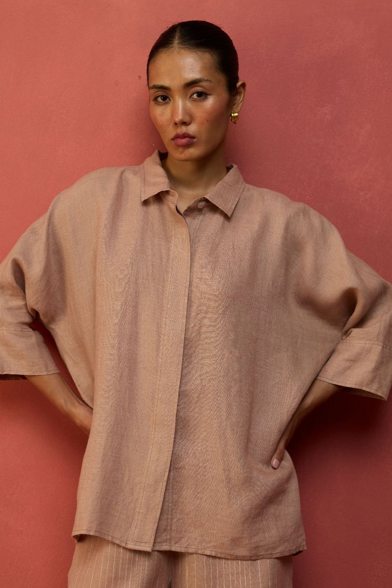Yoko Forever Linen Co-ord Set - Dusty Rose by Manan for in Singapore
