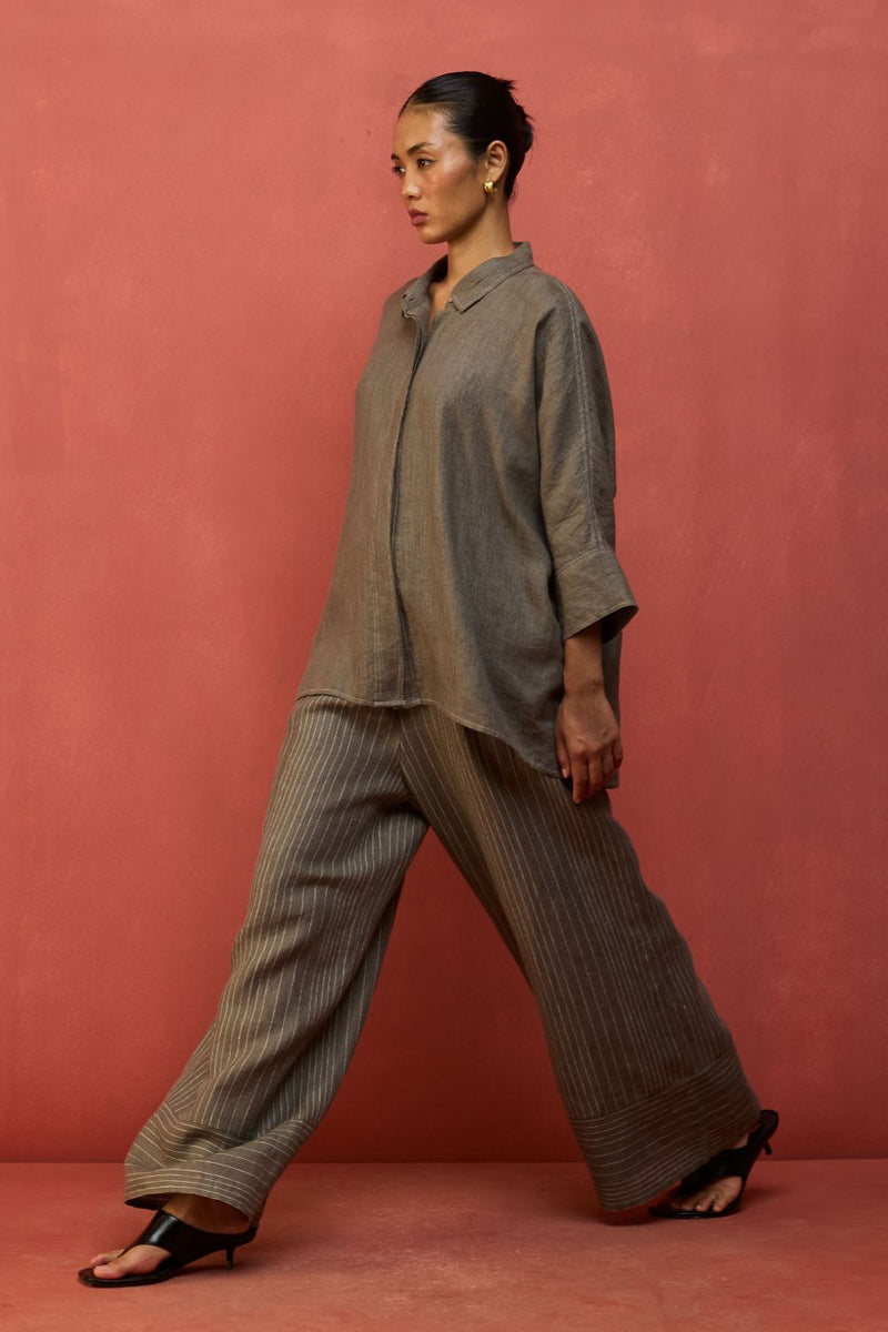 Yoko Forever Linen Shirt - Grey by Manan for in Singapore