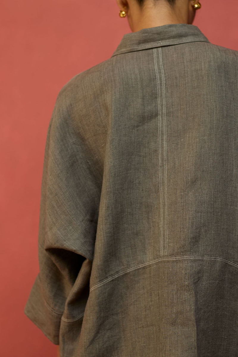 Yoko Forever Linen Shirt - Grey by Manan for in Singapore